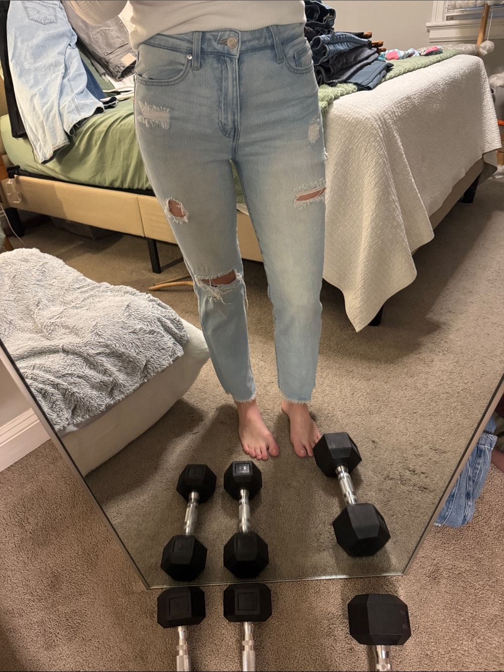 Celebrity pink Light Wash Distressed Women's Jeans - Slim Straight